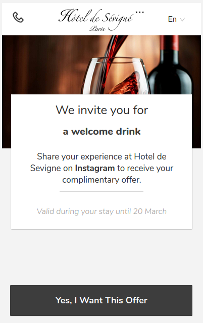 Free glass of Champagne of free gift